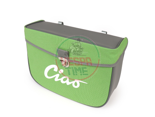 Piaggio Ciao Moped Side Rack Bag Green Grey Waterproof