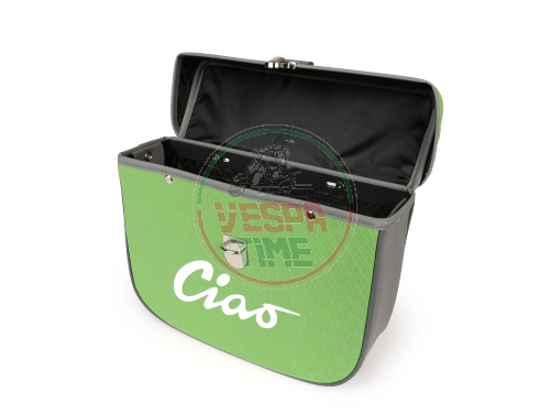 Piaggio Ciao Moped Side Rack Bag Green Grey Waterproof