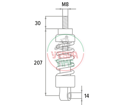 Amortiguador delantero regulable POLINI ORIGINAL para Vespa 50 N L R SPECIAL, 90, 125 Primavera/ET3, PK50/S/XL