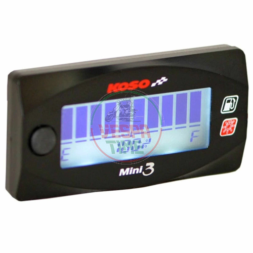 KOSO Mini Style 3 Benzinstandsanzeige, weiß hinterleuchtet, 12 V DC