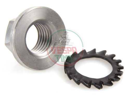 Dado e rondella DRT ingranaggio primaria Vespa 50/90/125 Primavera/ET3/PK e per frizione Vespa PX, T5, SPRINT, RALLY, GT, GT, TS, GL, Super