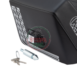 NISA "Camel" saddle for Vespa PX80-200/PE/Lusso/'98/MY with lock and pin, sheet metal bottom