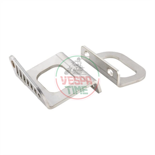 Staffe VMC fissaggio fori cavalletto centrale per fissaggio tanica benzina, borsa su pedana per Vespa Smallframe e Largeframe