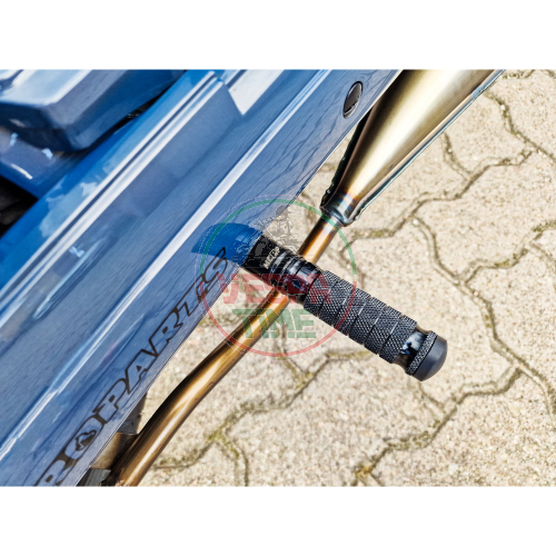 Reposapiés MC PROPARTS para ciclomotores Piaggio, Bravo, Ciao, Boxer, Si, SuperBravo, fabricado en CNC, acero inoxidable
