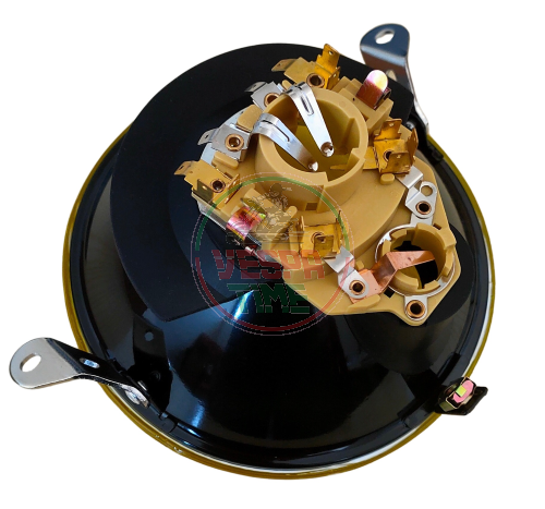 SIEM front headlight, yellow glass, for Vespa PX/PE
