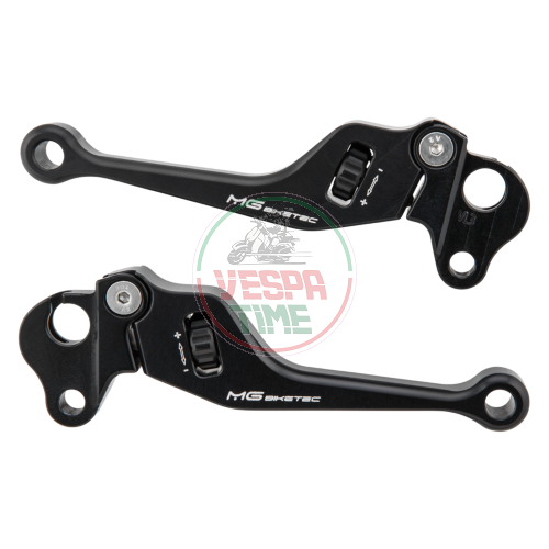 MG Biketec adjustable black sports brake and clutch lever kit, for Vespa