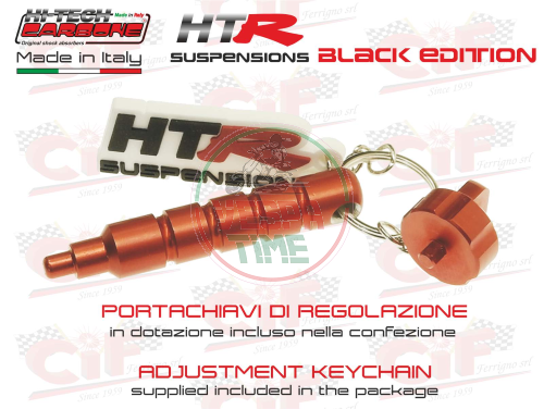 Amortiguador delantero regulable gas-hidráulico HITECH CARBONE HTR, negro, para Vespa PX, PE, T5, LML