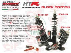 Amortiguador delantero regulable gas-hidráulico HITECH CARBONE HTR, negro, para Vespa PX, PE, T5, LML