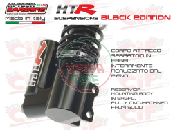 Amortiguador delantero regulable gas-hidráulico HITECH CARBONE HTR, negro, para Vespa PX, PE, T5, LML