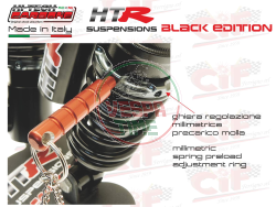 Amortiguador delantero regulable gas-hidráulico HITECH CARBONE HTR, negro, para Vespa PX, PE, T5, LML
