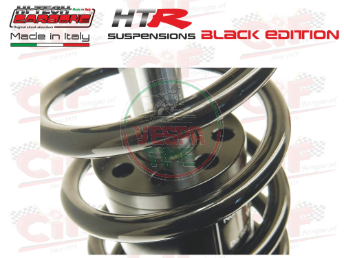 Amortiguador delantero regulable gas-hidráulico HITECH CARBONE HTR, negro, para Vespa PX, PE, T5, LML