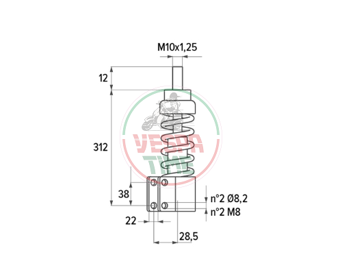 Amortiguador delantero POLINI regulable para Vespa PX/PE/ARCOBALENO/MY/98/'11 125-150-200