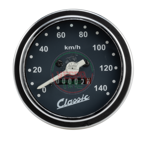 SIP CLASSIC speedometer for Vespa PK50-125/S/SS with chrome frame, scaled 140 km/h
