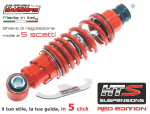 AMMORTIZZATORE ANTERIORE HITECH CARBONE "HTS" SPORT ROSSO- oleopneumatico doppio effetto, rinforzato con ghiera regolazione a 5 scatti, molla passo variabile per Vespa 50/90/125 PRIMAVERA/ET3/PK 50/PK 50 XL