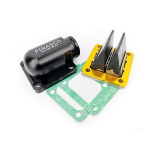 Paquete laminar PINASCO Black 8X , Colector de 30 mm de diámetro en aluminio anodizado dorado totalmente CNC  para Vespa LARGEFRAME